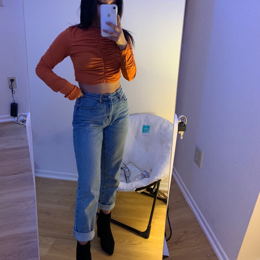 Orange burnt cropped long sleeve